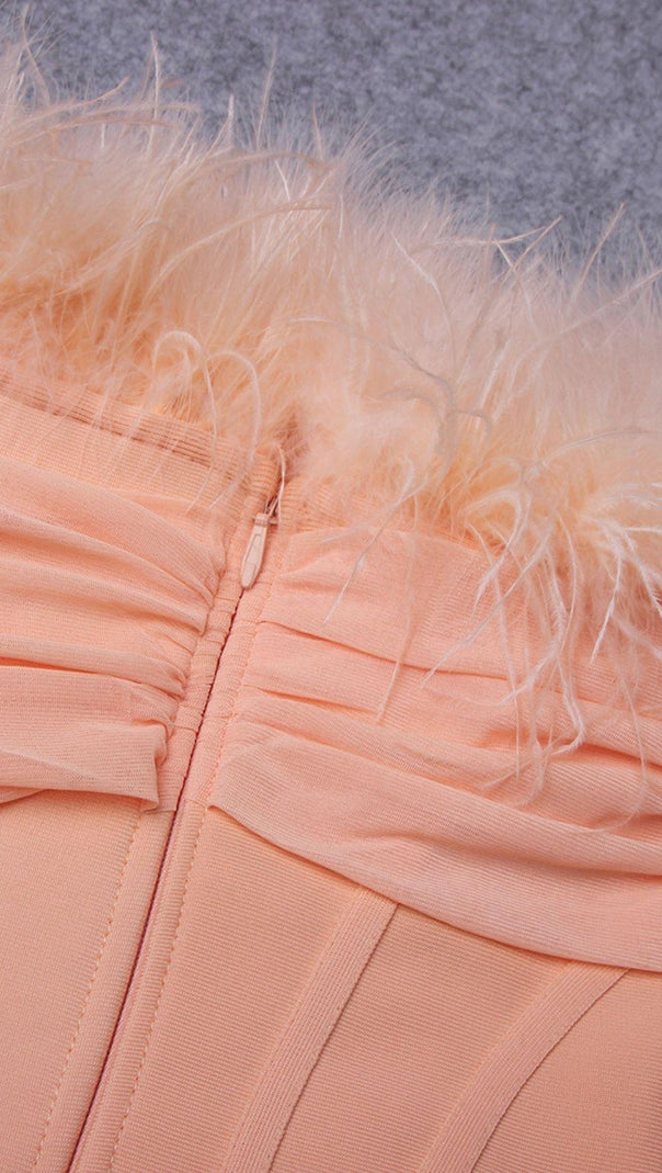AIIZIE FEATHER BODYSUIT IN BLUSH PINK - product image