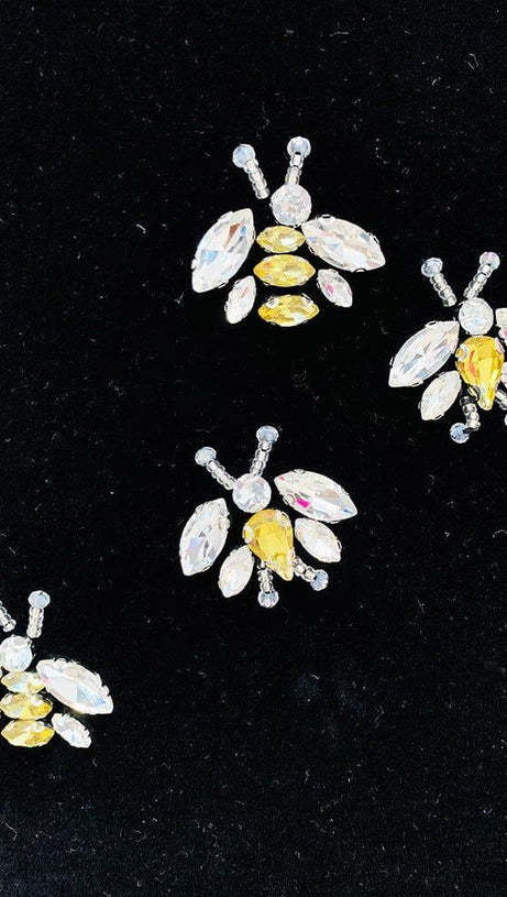 BLACK VELVET BLAZER JACKET WITH RHINESTONE BEES