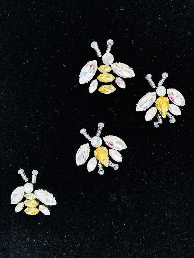 AIIZIE BLACK VELVET BLAZER JACKET WITH RHINESTONE BEES - product image