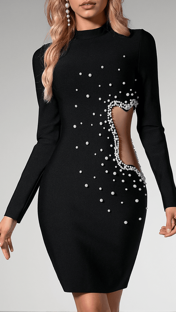 AIIZIE DANIAL PEARL CUTOUT BANDAGE DRESS - product image