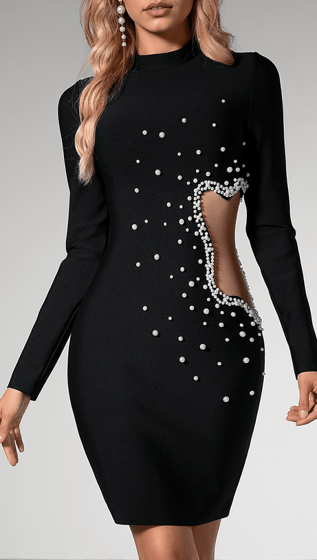 Danial Bandage-Kleid mit Perlenausschnitt