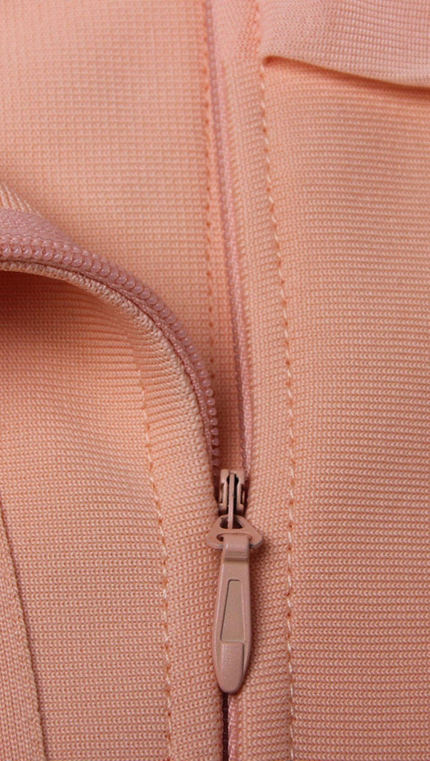 AIIZIE FEATHER LONG SLEEVE BANDAGE MINI DRESS IN BLUSH PINK - product image