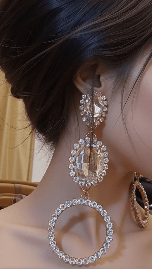 AIIZIE DEEANDRA FLORAL DIAMOND HOOP EARRINGS - product image