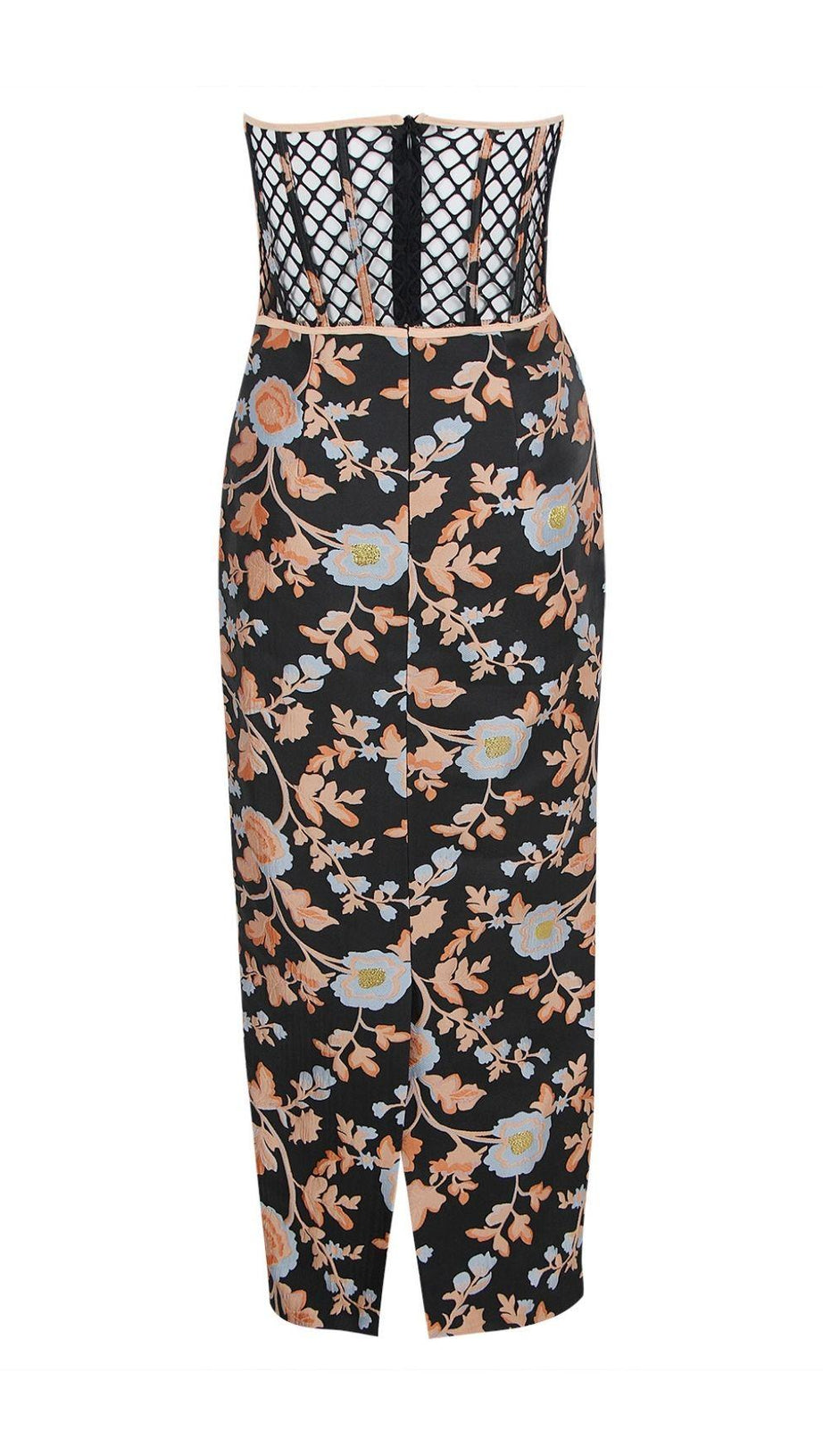 STRAPLESS SPLIT MIDI DRESS