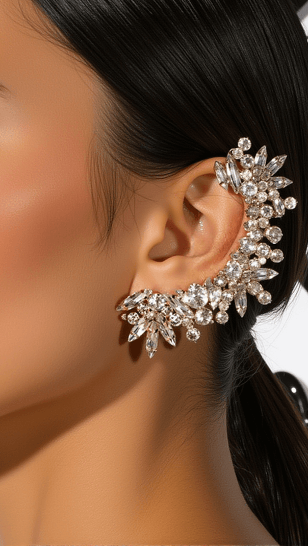 AIIZIE DANETTA FLORAL RHINESTONE EAR CLIPS - product image