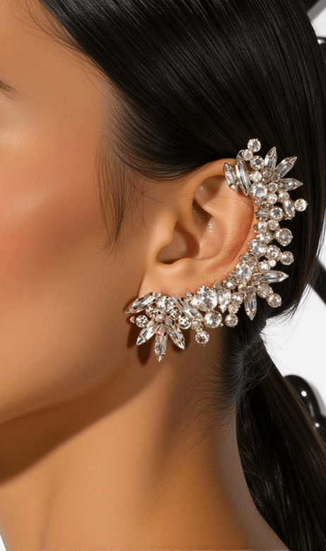 Danetta - Orecchini a clip con strass floreali