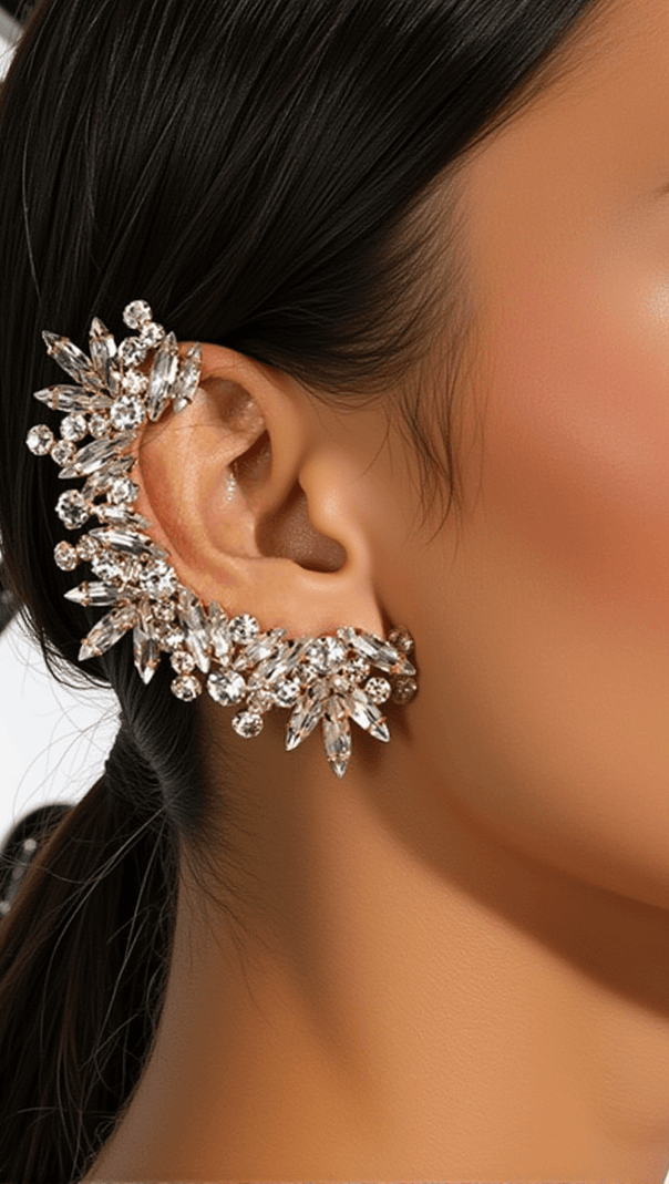 AIIZIE DANETTA FLORAL RHINESTONE EAR CLIPS - product image