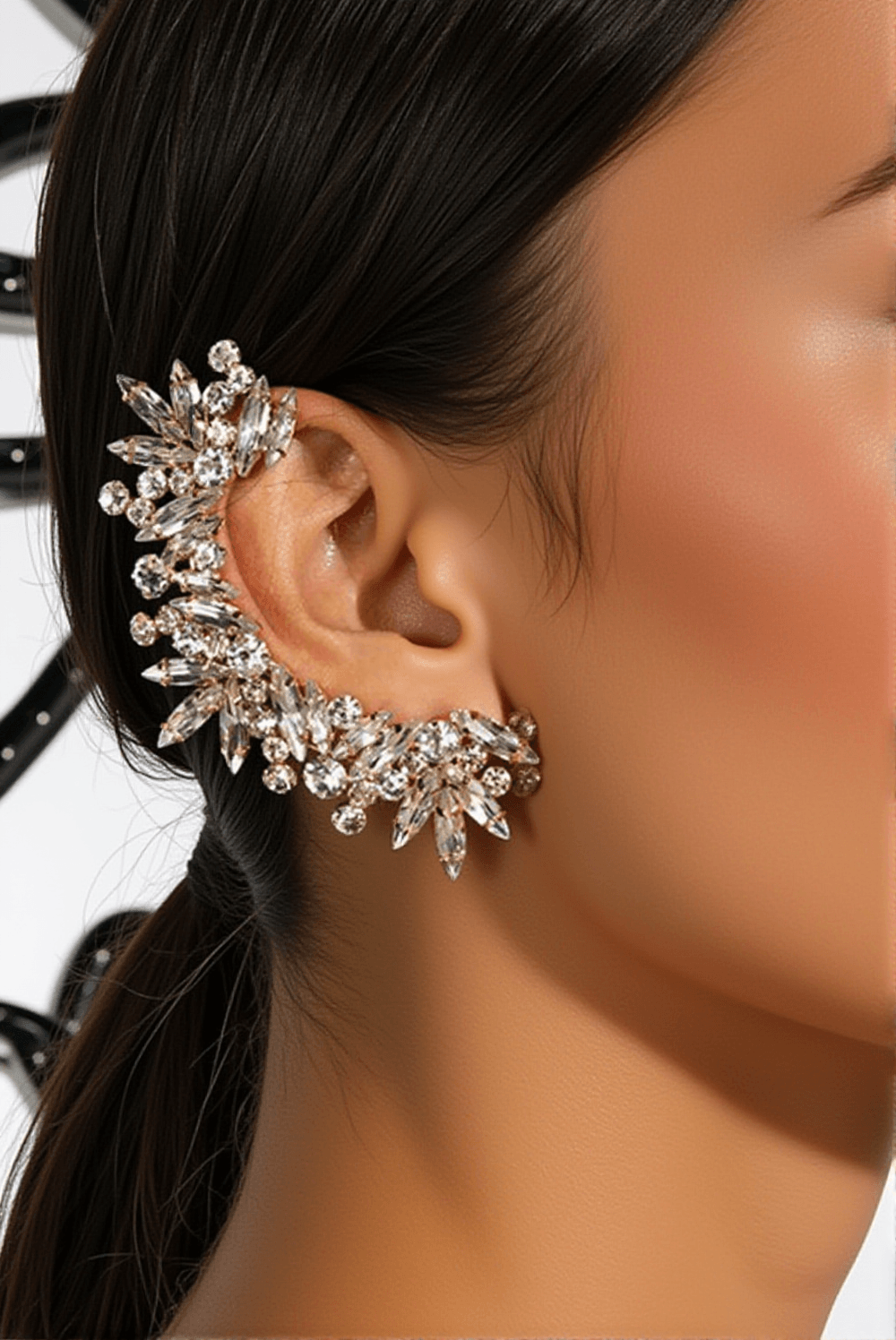 DANETTA FLORAL RHINESTONE EAR CLIPS