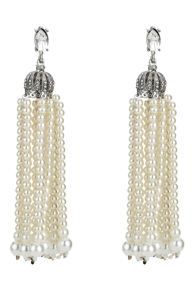 Danessa Tassel Pearl Diamond Earrings