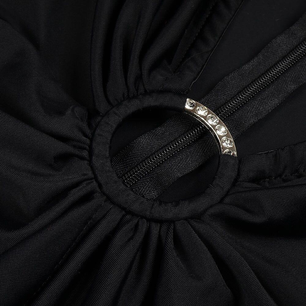 AIIZIE BLACK V NECK SPLIT THIGH MAXI DRESS - product image