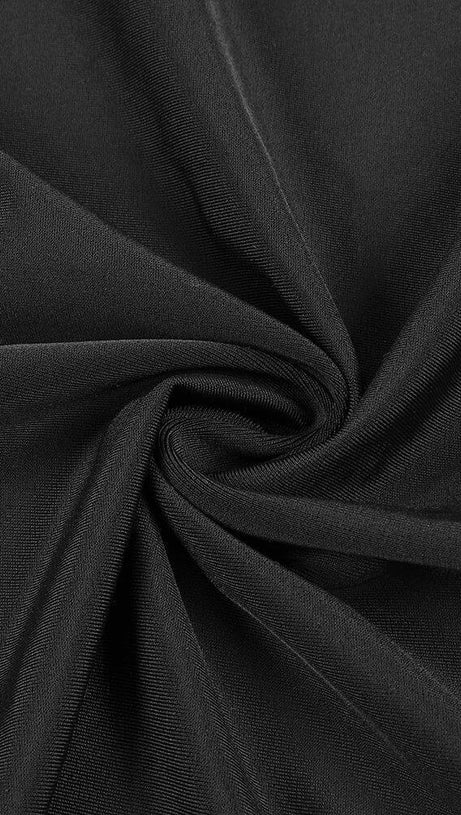 BLACK V NECK SPLIT THIGH MAXI DRESS