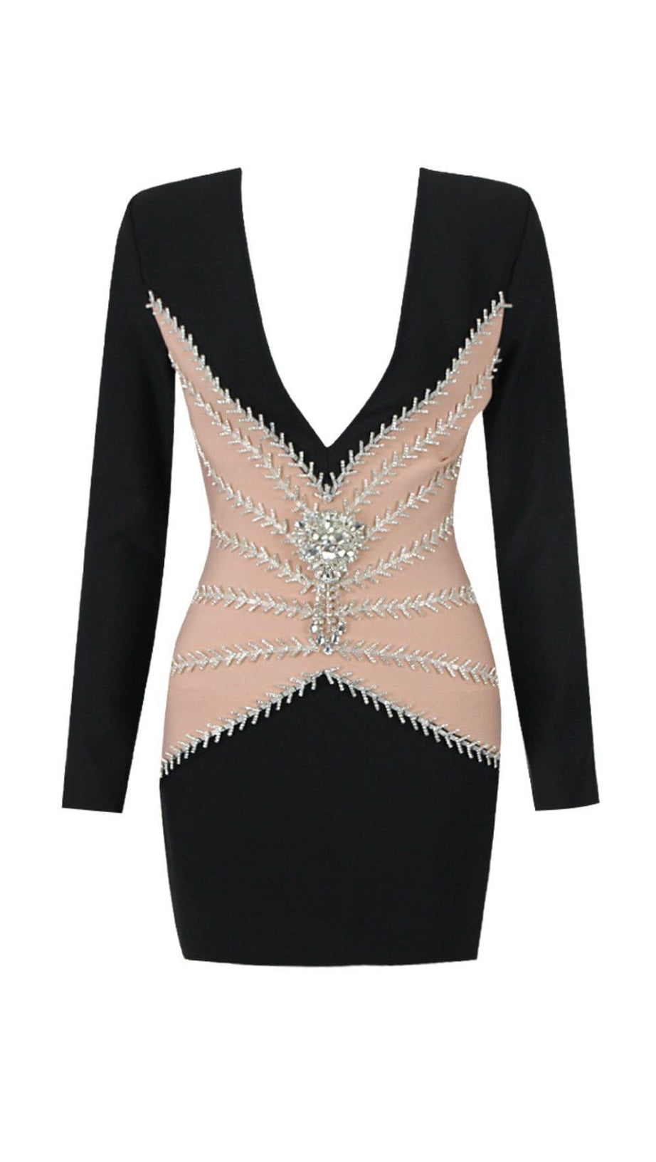 BLACK V NECK BLAZER MINI DRESS