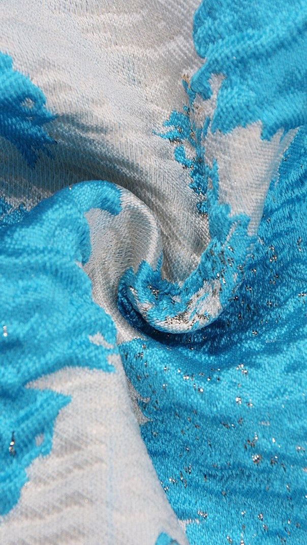 ABITO MIDI JACAUARD SENZA SPALLINE IN BLU