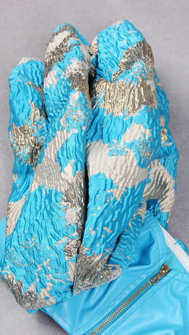 AIIZIE LEATHER STRAPLESS TWO PIECE SET IN BLUE - product image