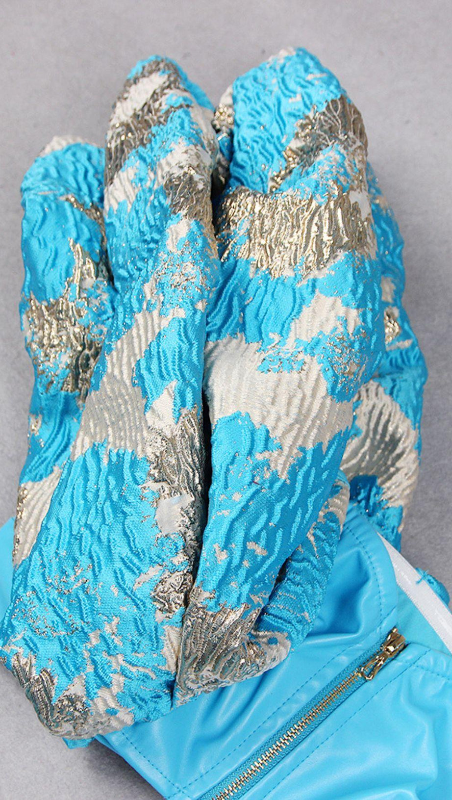 LEATHER STRAPLESS TWO PIECE SET IN BLUE