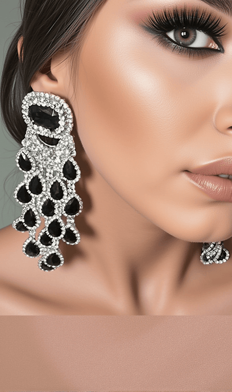 Annalysah Diamond Floral Fringe Earrings