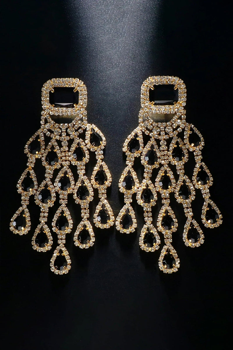 Annalysah Diamond Floral Fringe Earrings