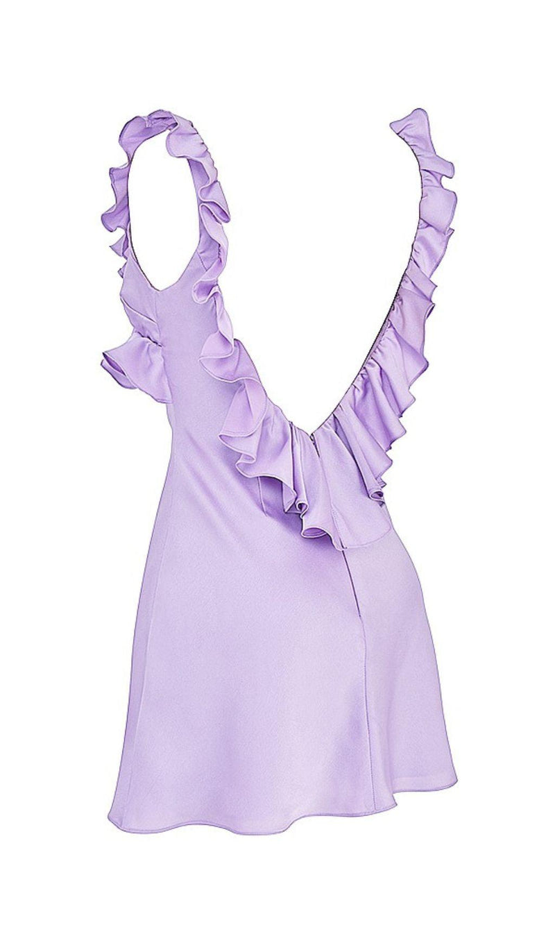 SATIN RUFFLE MINI DRESS