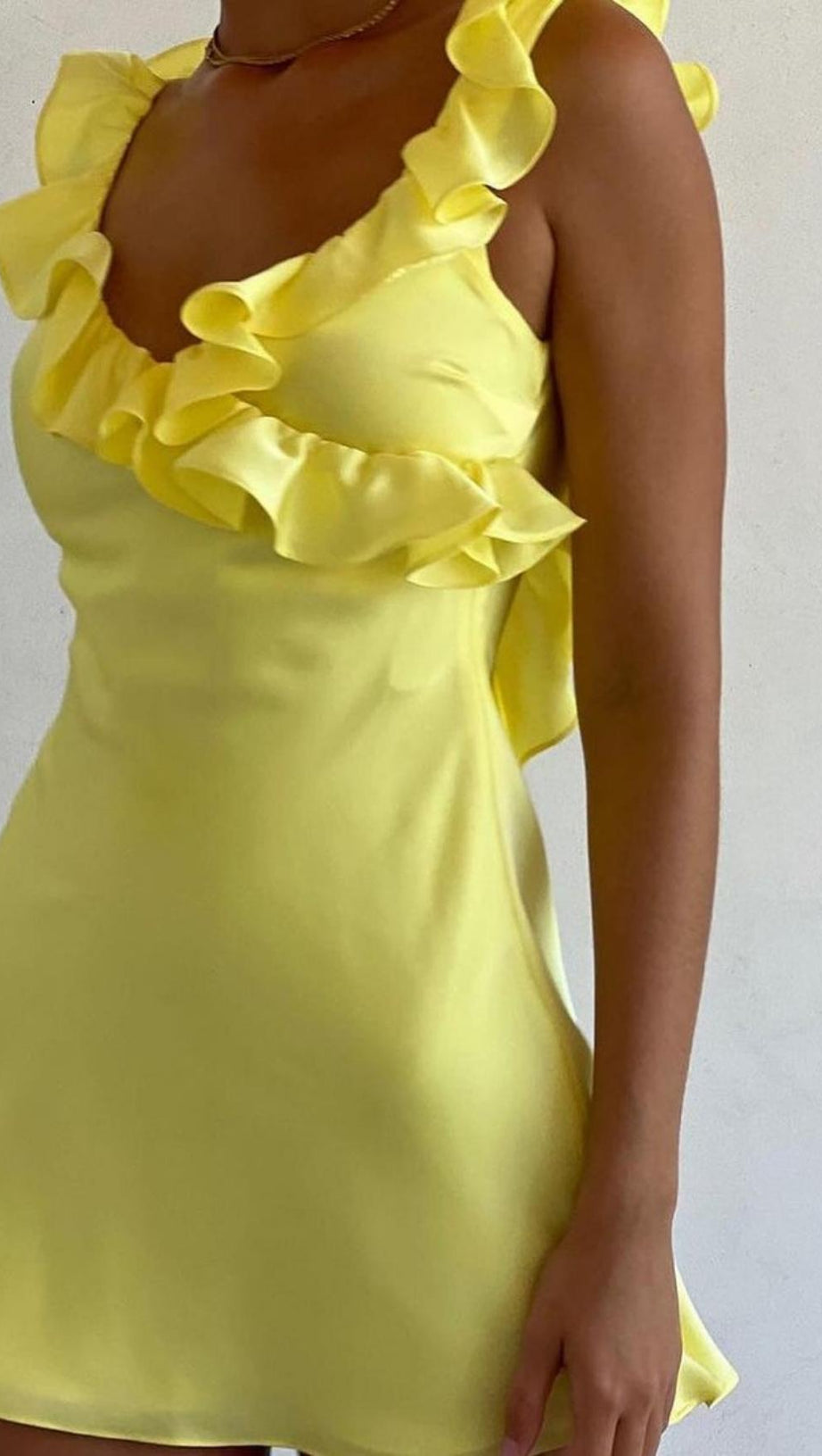 SATIN RUFFLE MINI DRESS