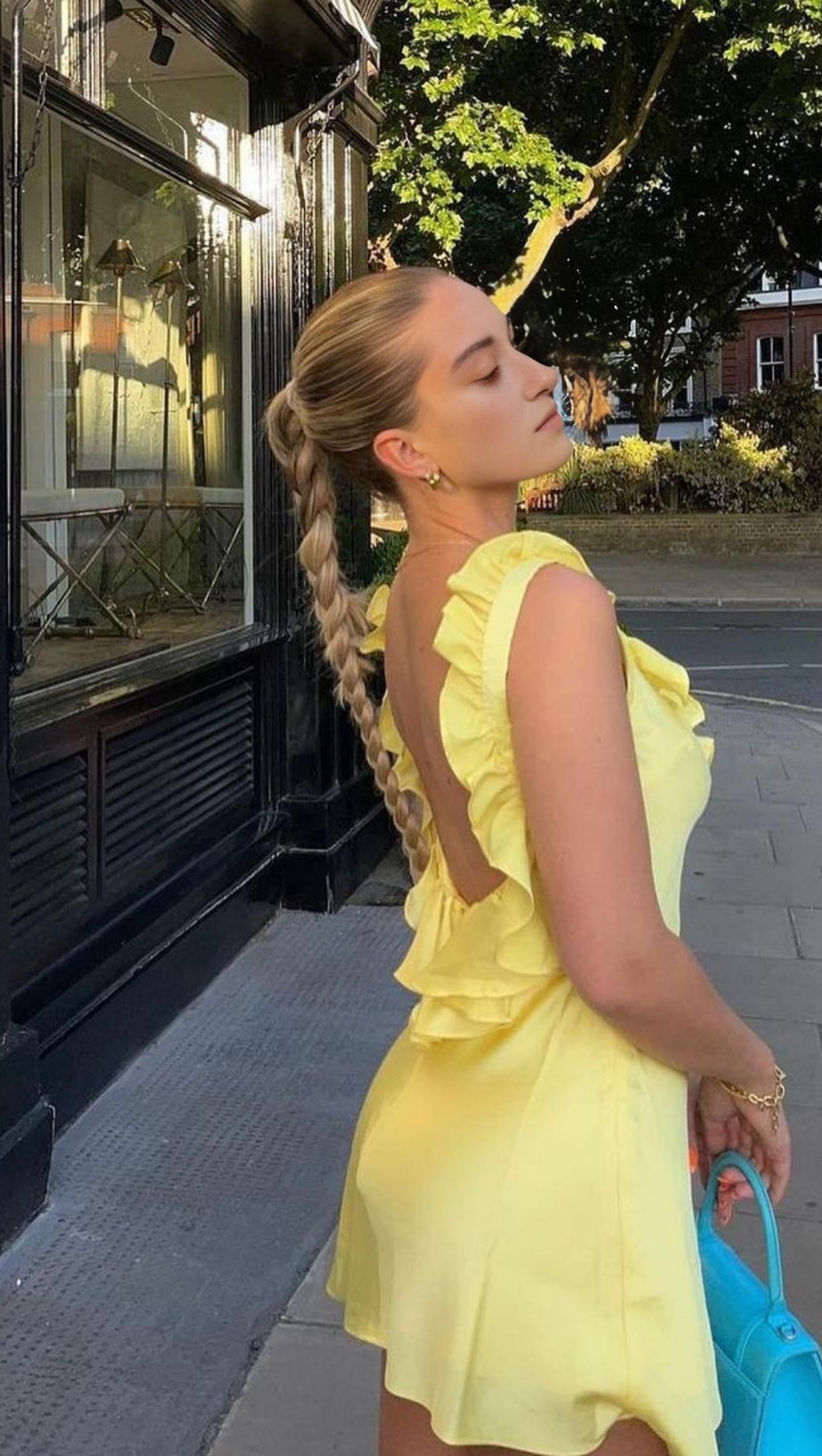 SATIN RUFFLE MINI DRESS