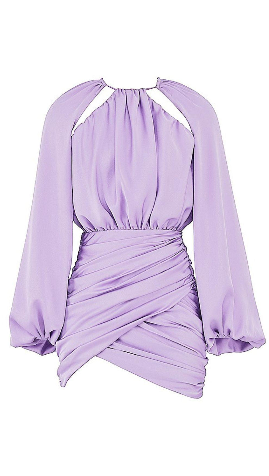 MINIKLEID AUS SATIN MIT WICKELVORHÄNGE IN LILA