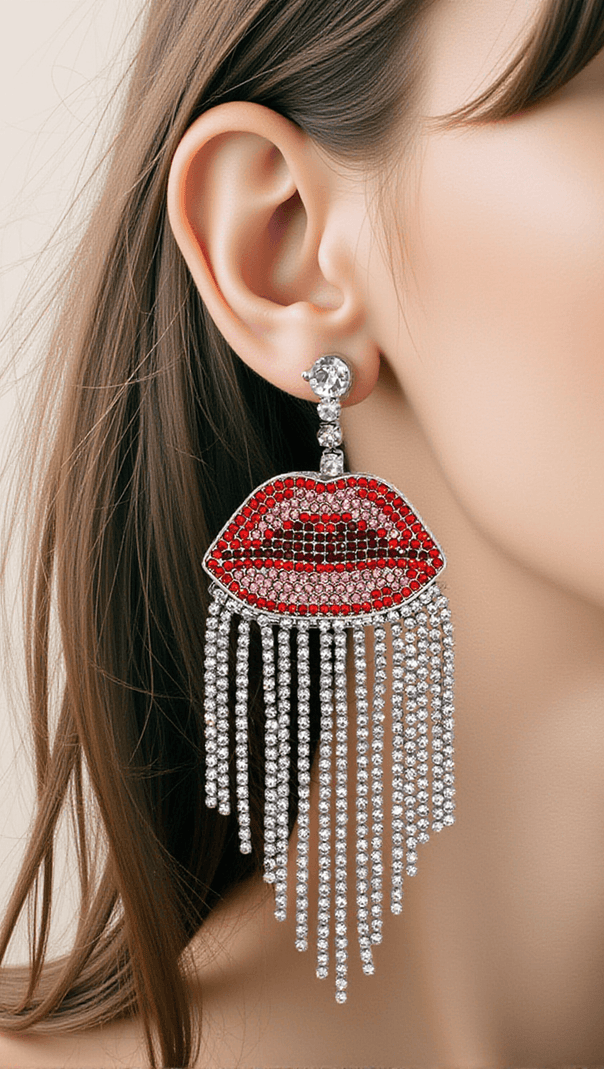 AIIZIE ANNALYSSIA LIPS FRINGE DIAMOND EARRINGS - product image
