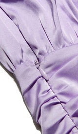 SATIN WRAP FRONT MINI DRESS IN PURPLE