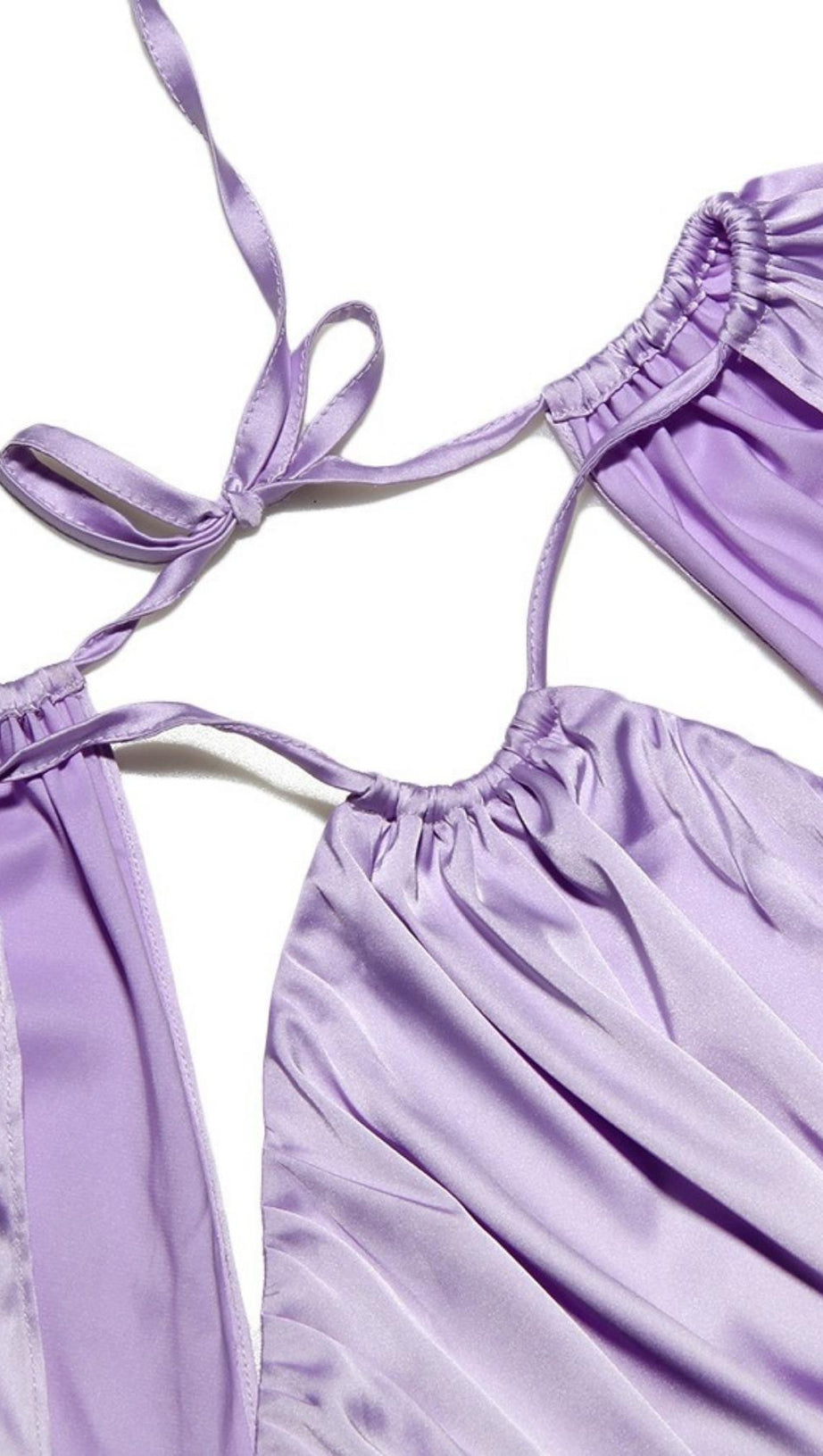 SATIN WRAP FRONT MINI DRESS IN PURPLE