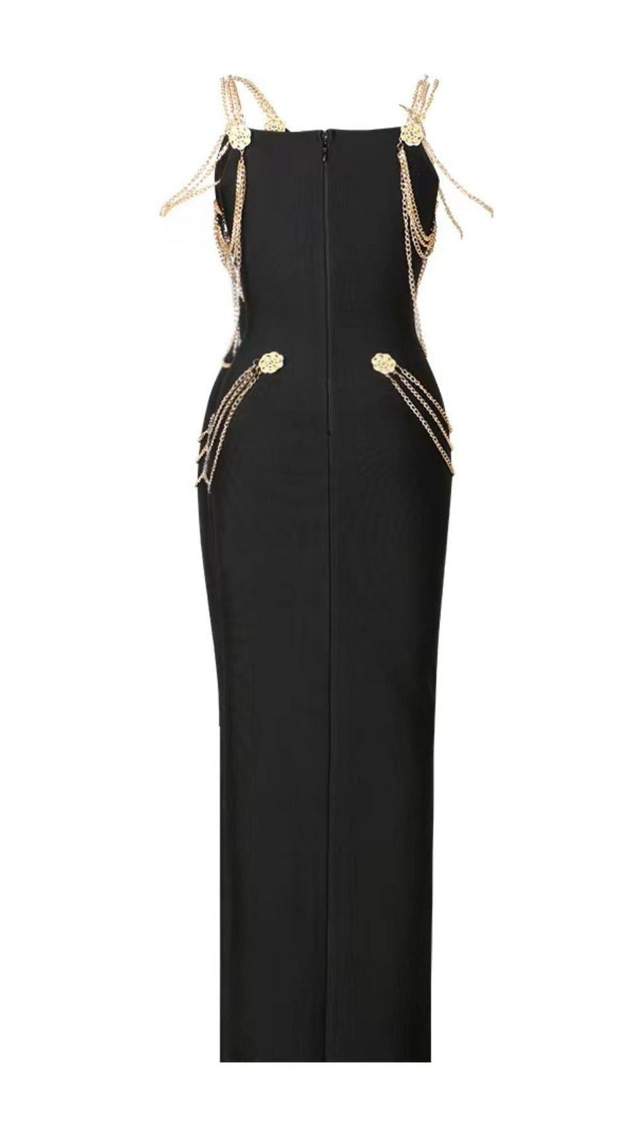 BANDAGE SWEETHEART SPLIT MAXI DRESS IN BLACK