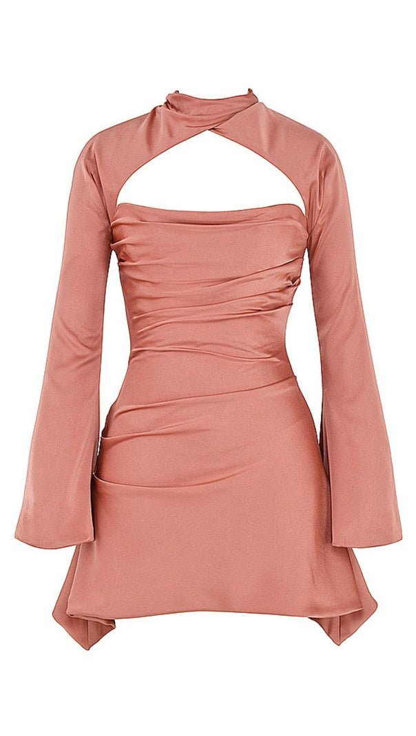 AIIZIE DRAPED CORSET MINI DRESS IN ROSE PINK - product image