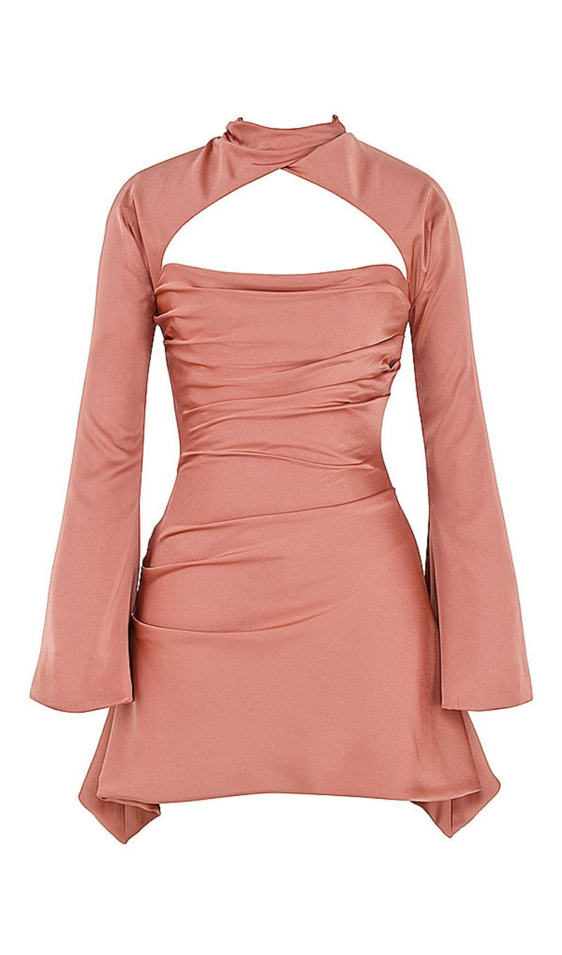 DRAPED CORSET MINI DRESS IN ROSE PINK