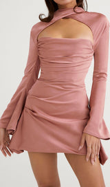 DRAPED CORSET MINI DRESS IN ROSE PINK