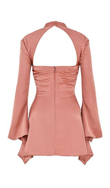 DRAPED CORSET MINI DRESS IN ROSE PINK