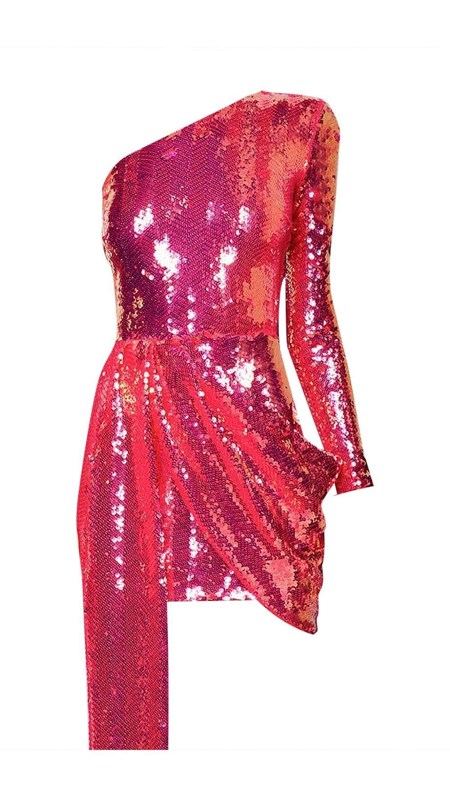 SEQUIN ONE SHOULDR MINI DRESS IN PINK