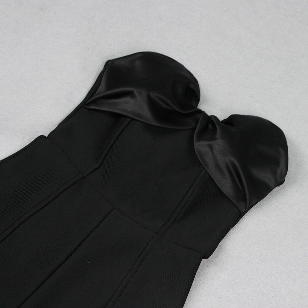 AIIZIE BLACK STRAPLESS JUMPSUIT WITH TIERED RUFFLE HEM - product image