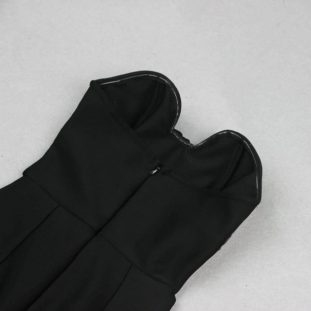 AIIZIE BLACK STRAPLESS JUMPSUIT WITH TIERED RUFFLE HEM - product image