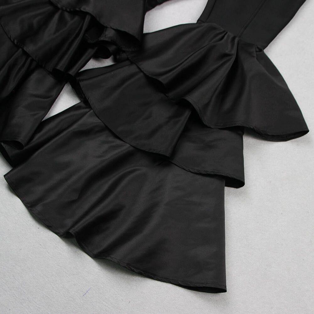 AIIZIE BLACK STRAPLESS JUMPSUIT WITH TIERED RUFFLE HEM - product image
