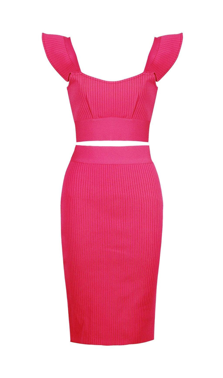 ZWEITEILIGES SET STRICK-MINIKLEID IN PINK