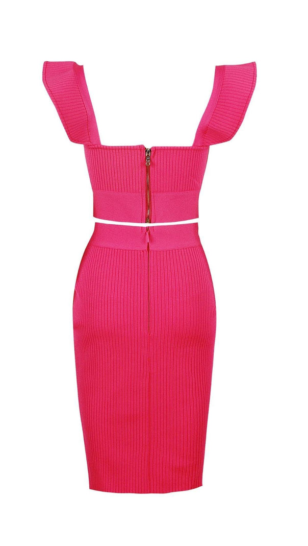 AIIZIE TWO PIECE SET KNIT MINI DRESS IN PINK - product image