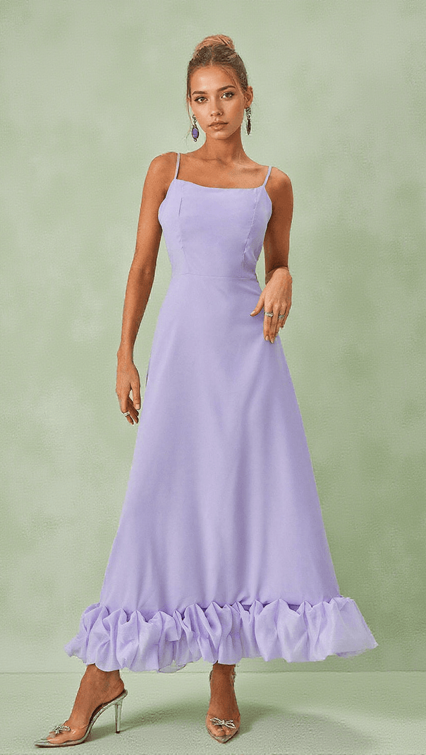AIIZIE ILSA SPAGHETTI MAXI DRESS IN VIOLET - product image