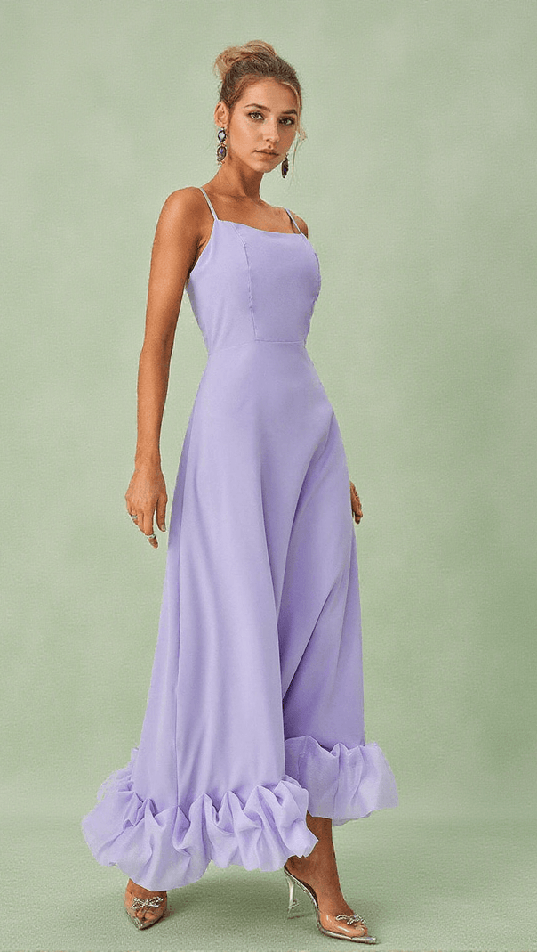 AIIZIE ILSA SPAGHETTI MAXI DRESS IN VIOLET - product image