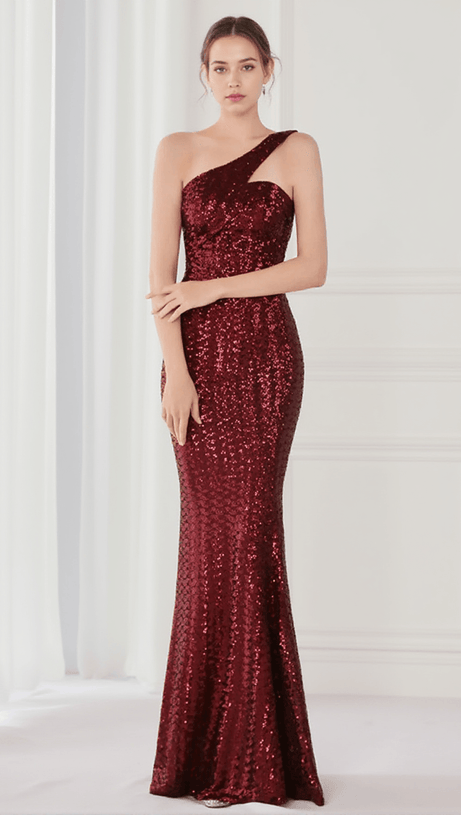 ABITO MONOSPALLA CON PIEGHE E PAILLETTES ANURA