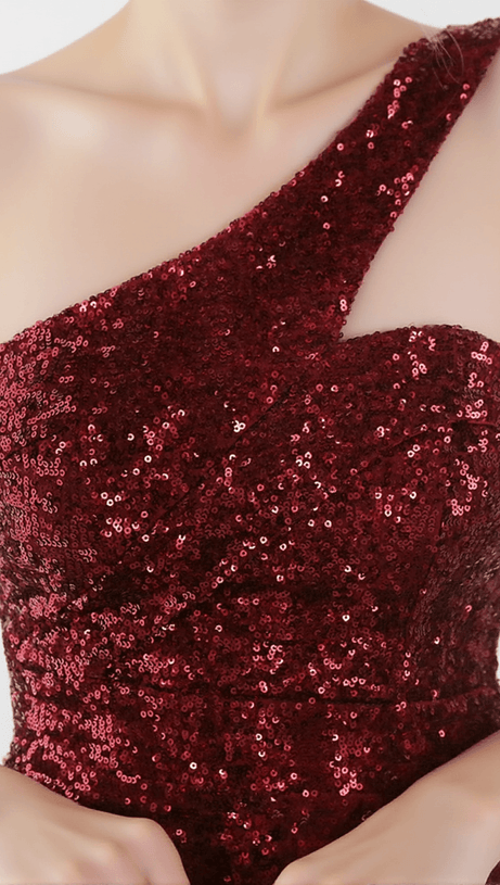 ABITO MONOSPALLA CON PIEGHE E PAILLETTES ANURA