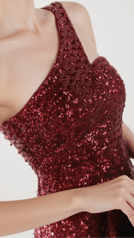 ABITO MONOSPALLA CON PIEGHE E PAILLETTES ANURA