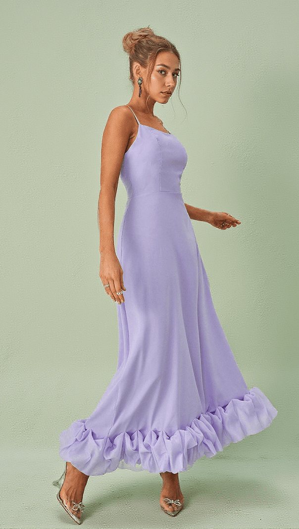 AIIZIE ILSA SPAGHETTI MAXI DRESS IN VIOLET - product image