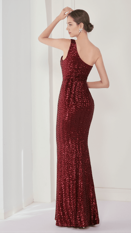 ABITO MONOSPALLA CON PIEGHE E PAILLETTES ANURA