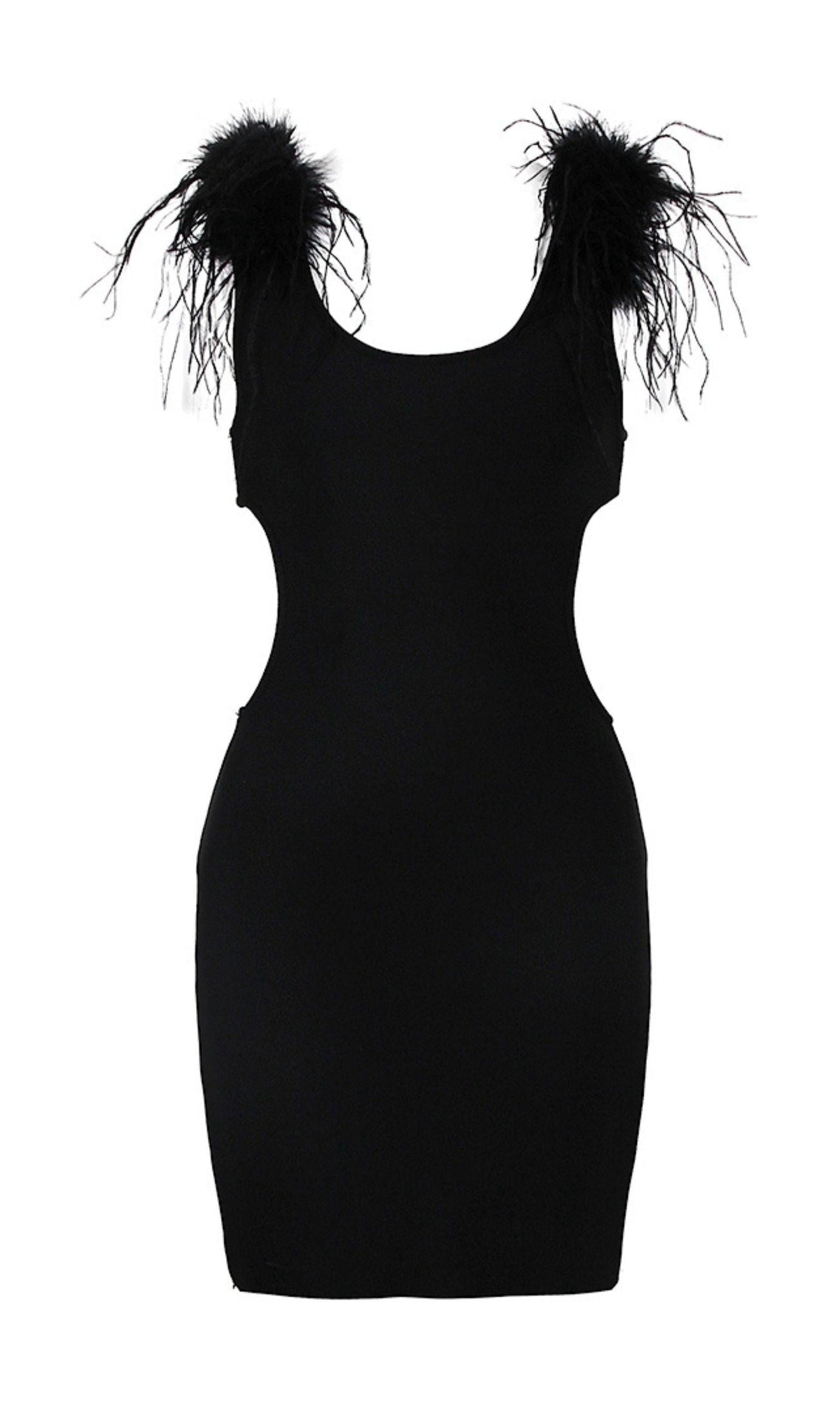 MINI ABITO IN RETE FEARHER BENDAGE NERO