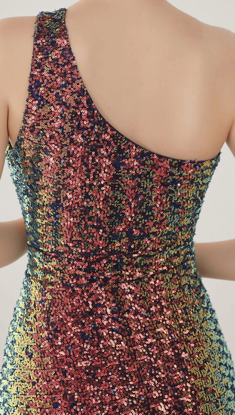 ABITO MONOSPALLA CON PIEGHE E PAILLETTES ANURA