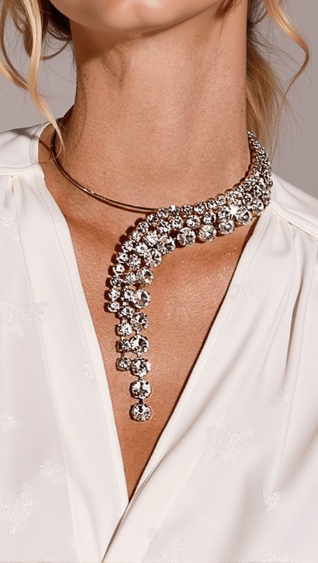 ANYSIA DIAMOND FRINGE COLLAR NECKLACE