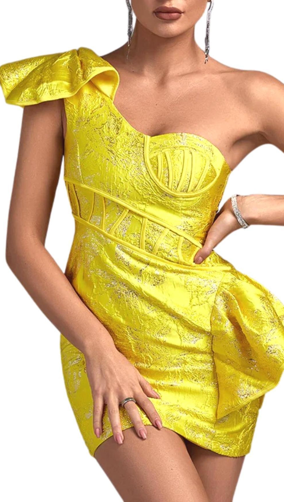 ONE SHOULDER MINI DRESS IN BLUE